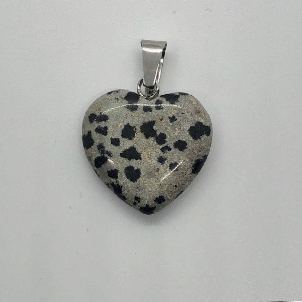 Dalmatian Jasper Heart Shape Stone Necklace